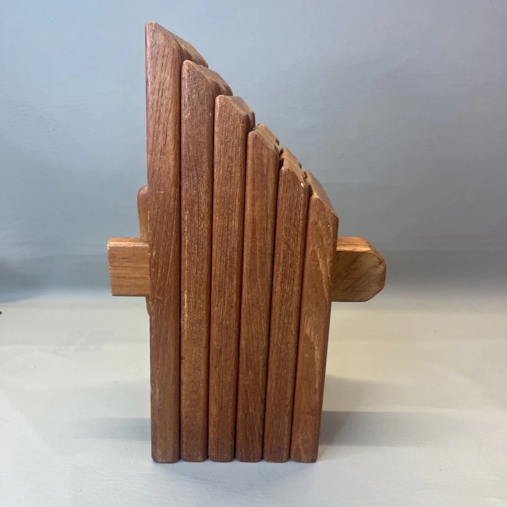 Solid Teak Puzzle Style Knife Block Hand Crafter By Col E.C. Elliot Vintage MCM